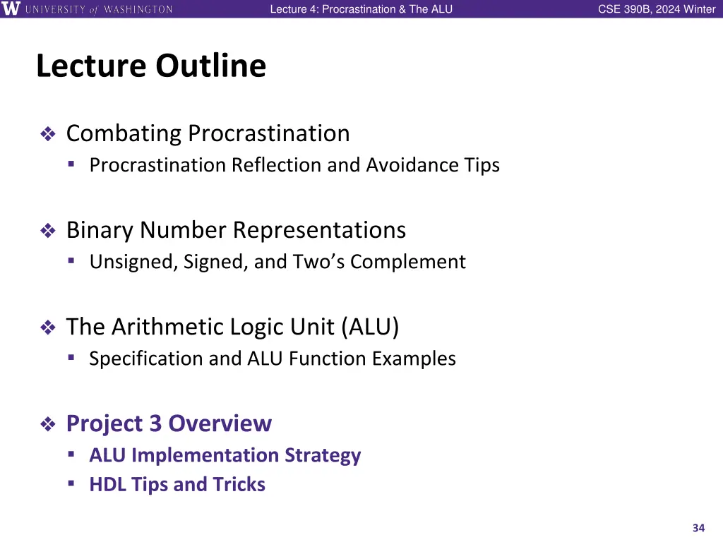 lecture 4 procrastination the alu 32