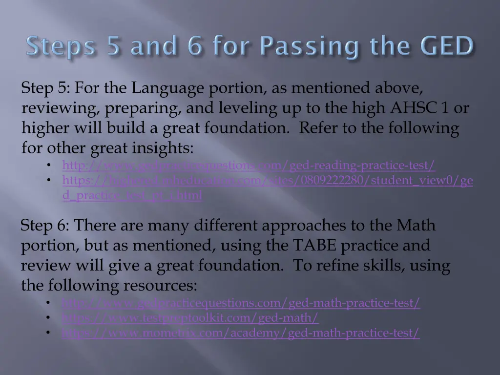 step 5 for the language portion as mentioned