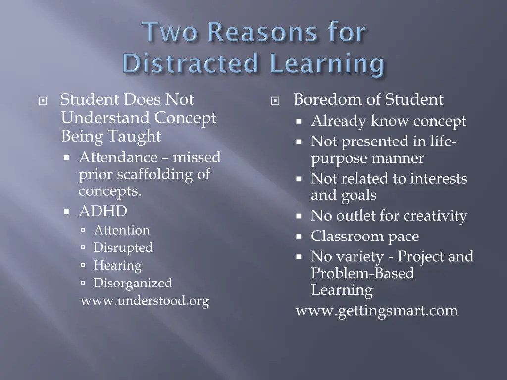student does not understand concept being taught