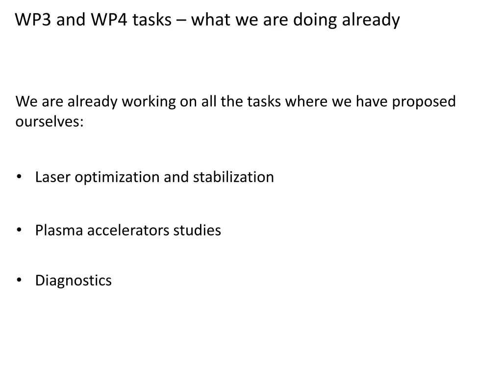 wp3 and wp4 tasks what we are doing already