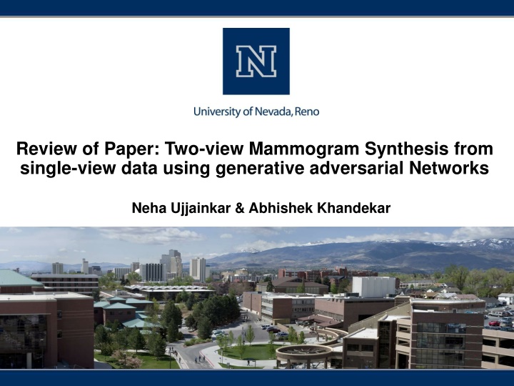 review of paper two view mammogram synthesis from