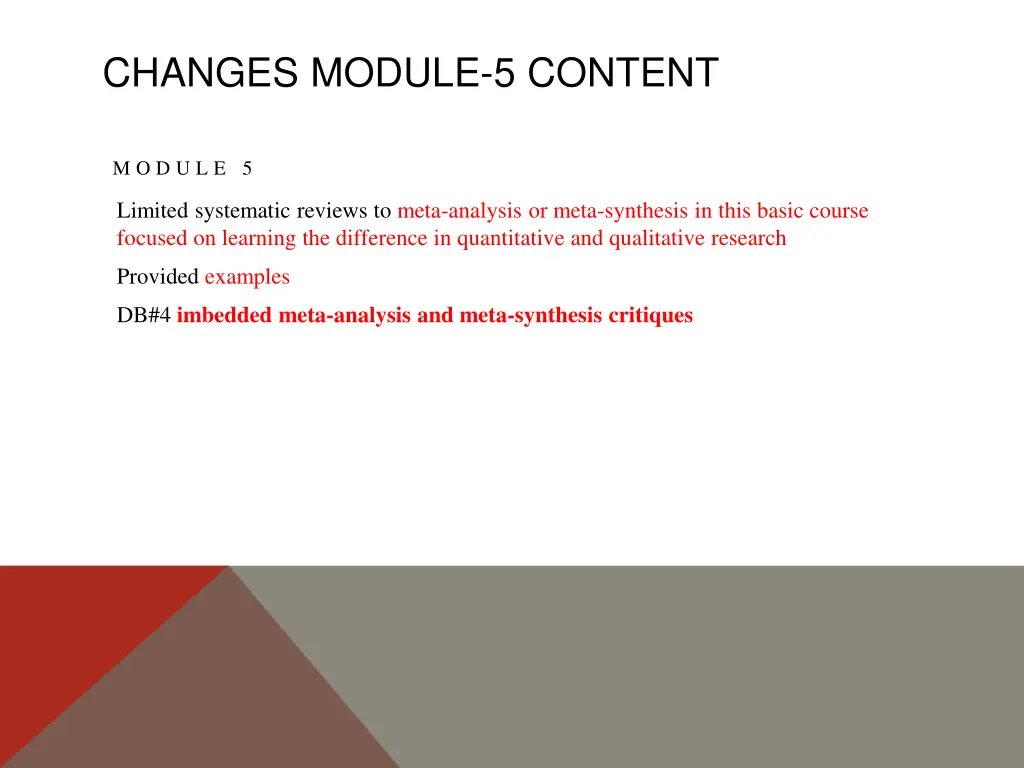 changes module 5 content