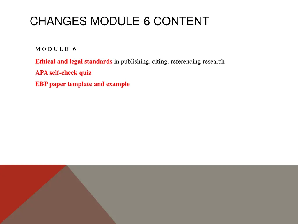 changes module 6 content