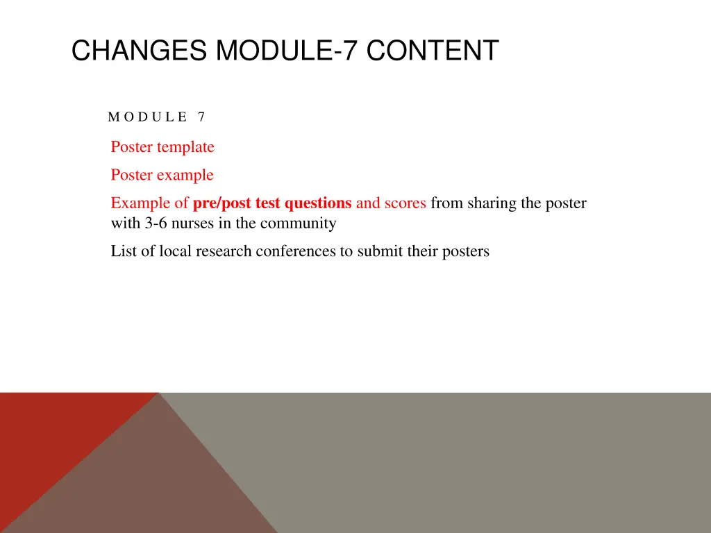 changes module 7 content
