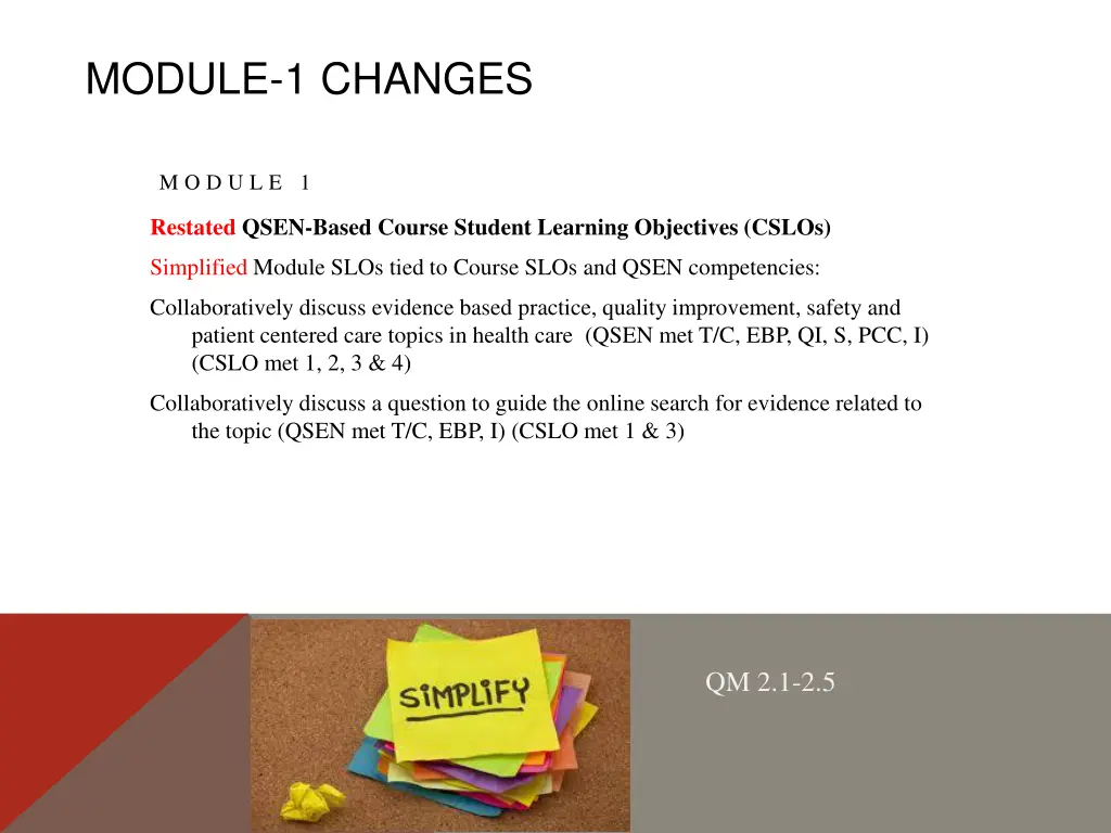 module 1 changes