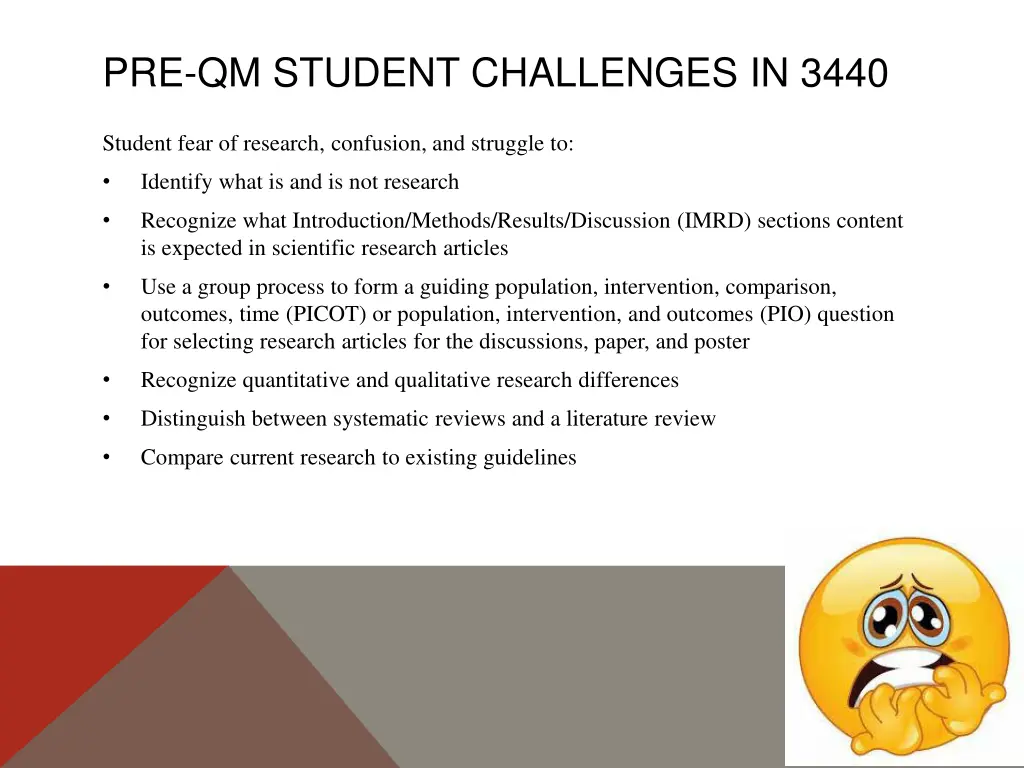 pre qm student challenges in 3440