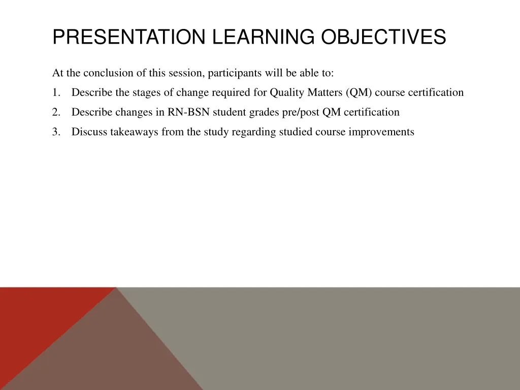 presentation learning objectives