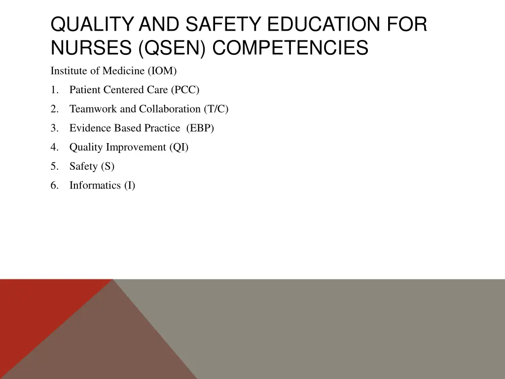 quality and safety education for nurses qsen