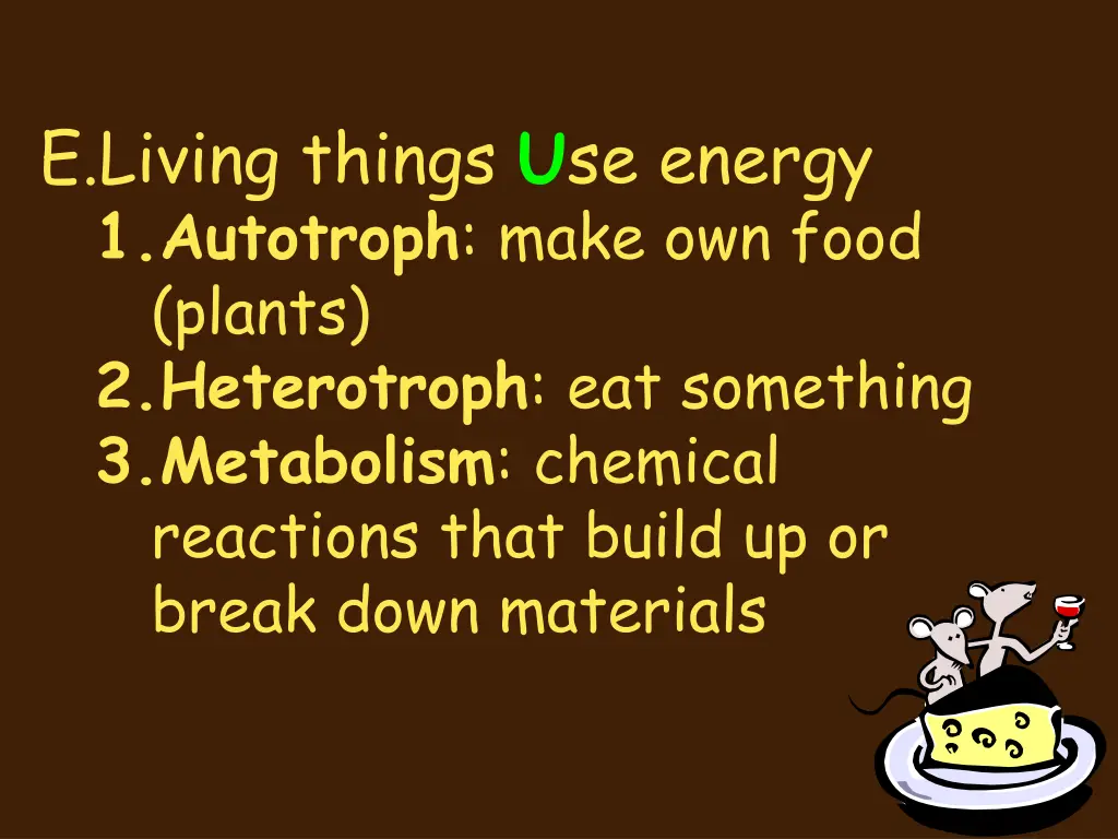 e living things u se energy 1 autotroph make