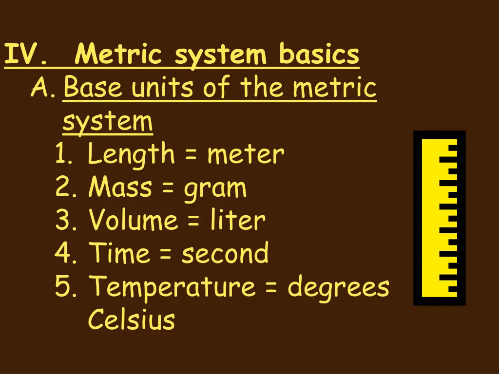 iv metric system basics a base units