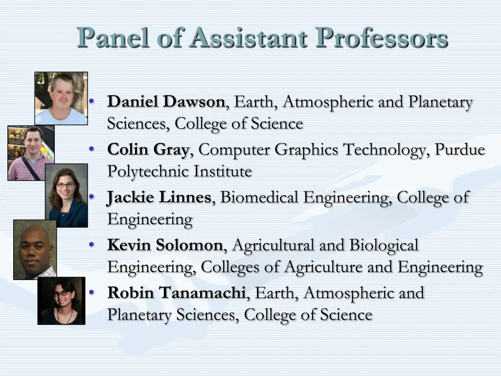 panel of assistant professors