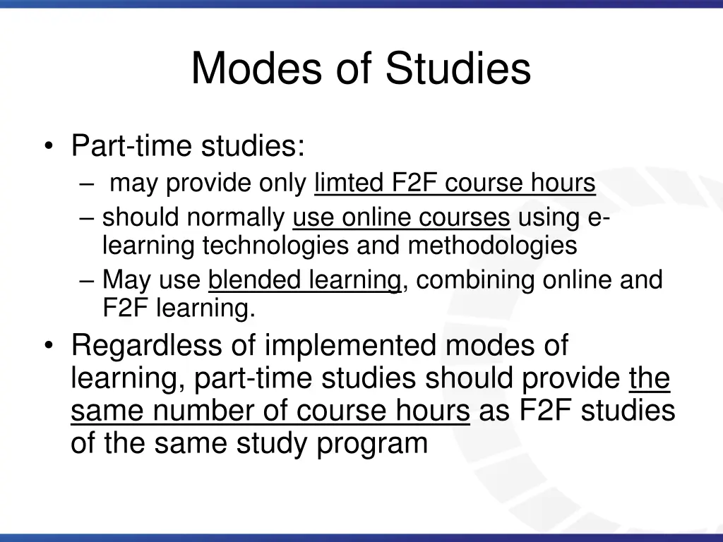 modes of studies