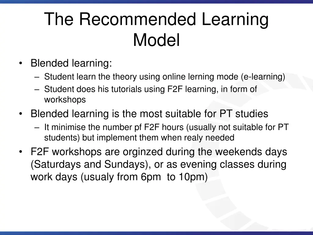the recommended learning model