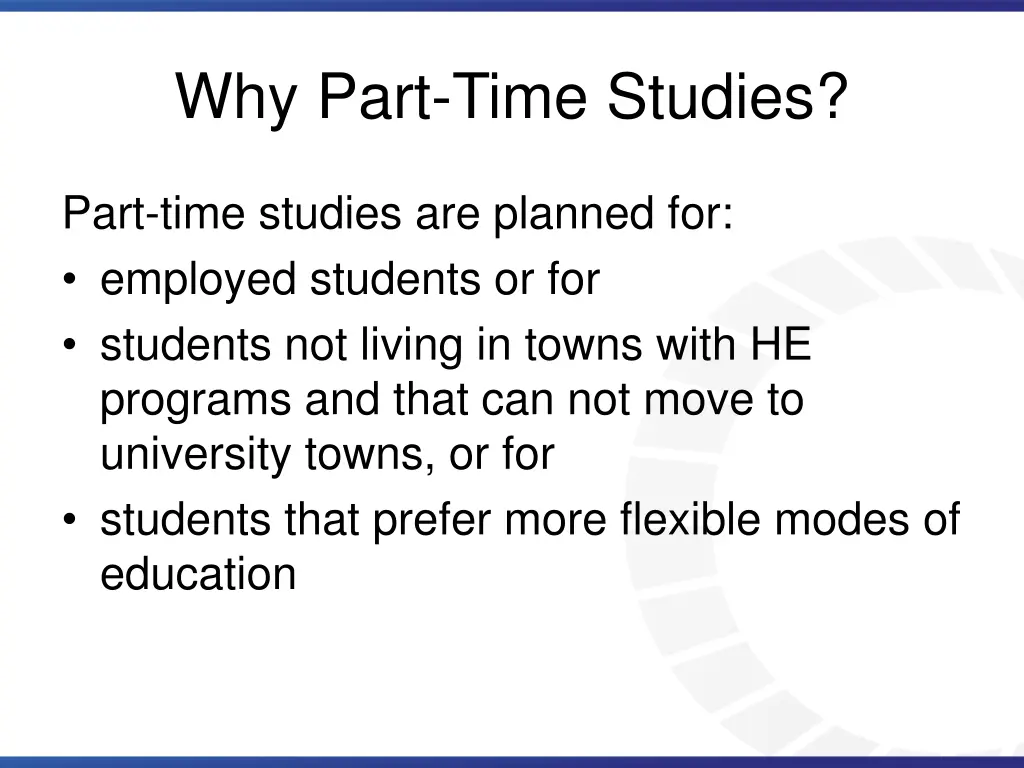 why part time studies