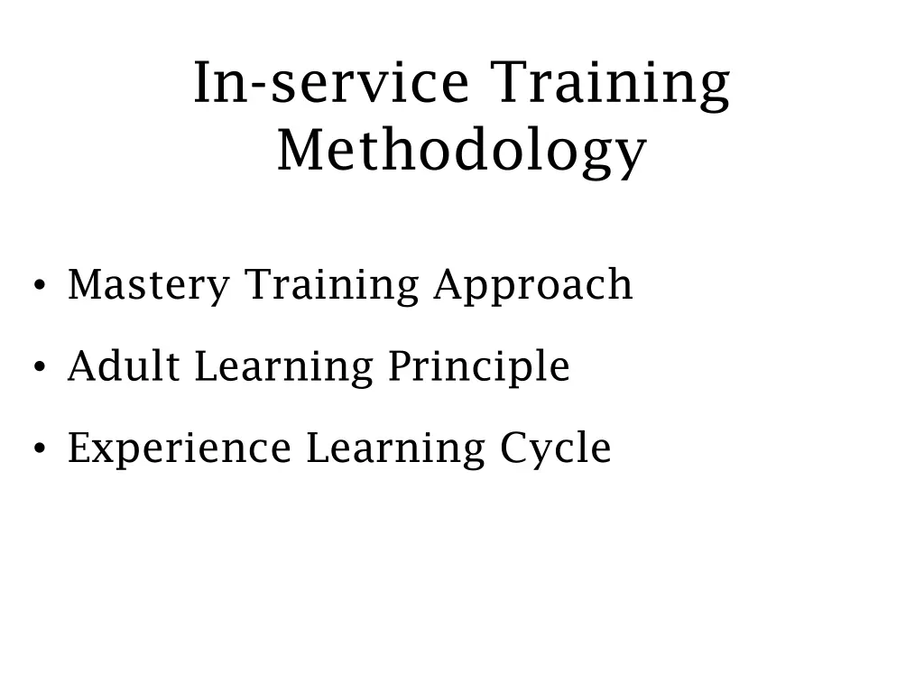in service training methodology