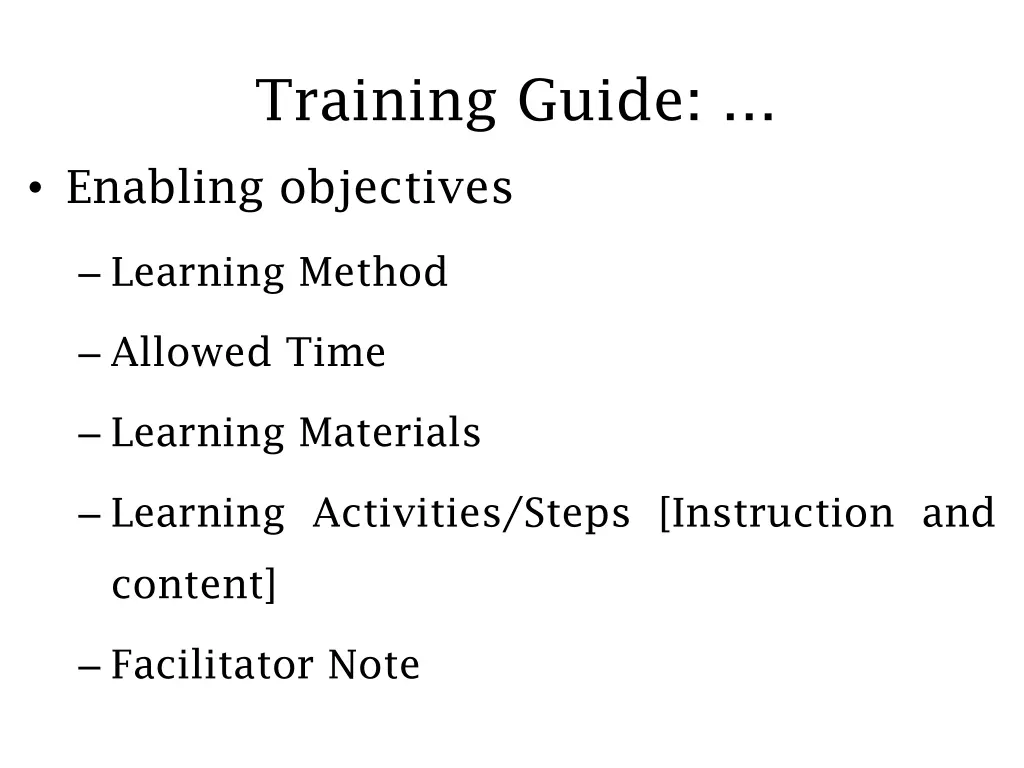 training guide 1