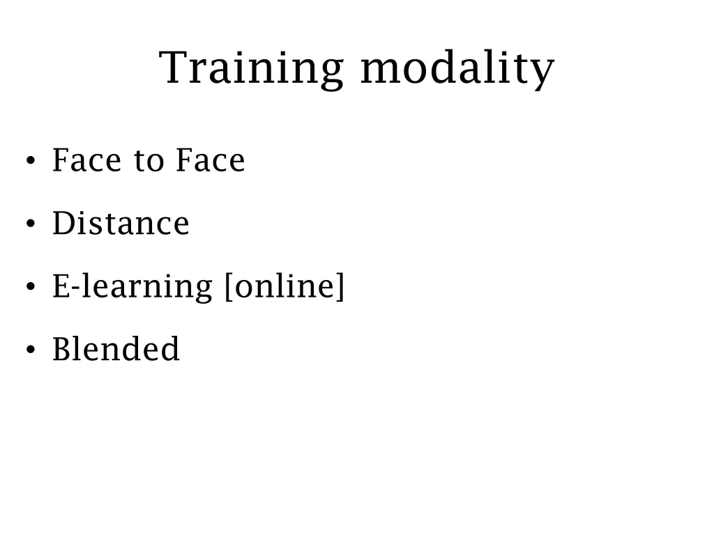 training modality