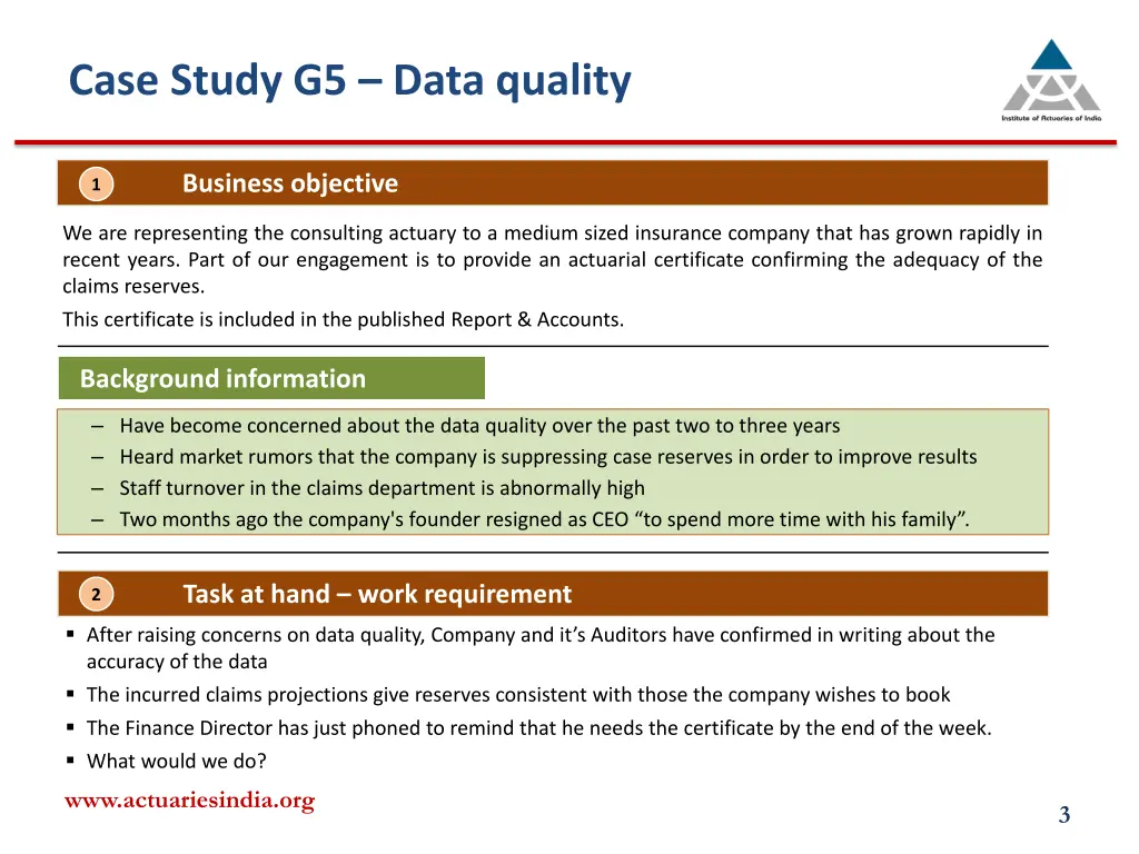 case study g5 data quality