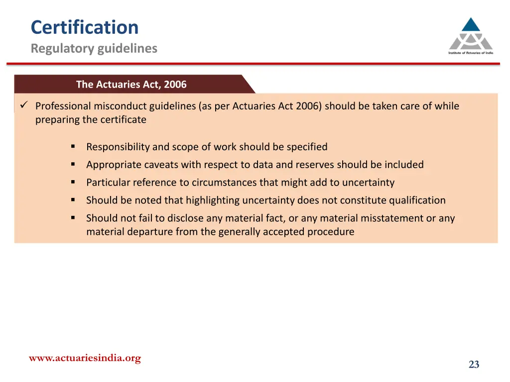 certification regulatory guidelines