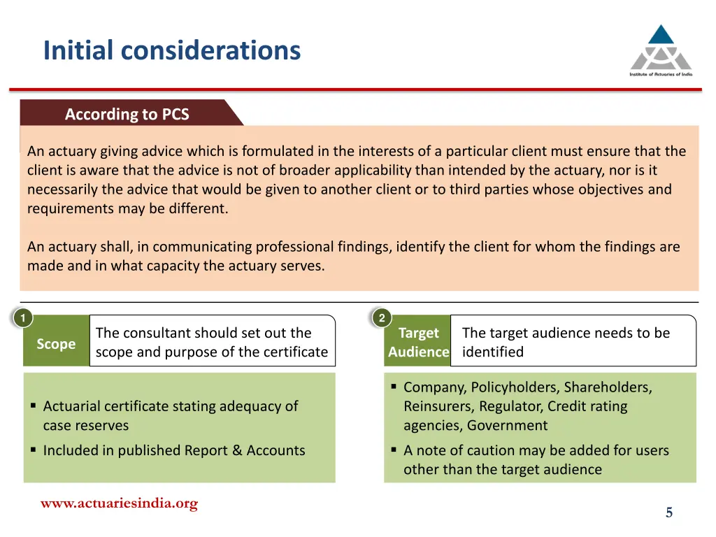 initial considerations