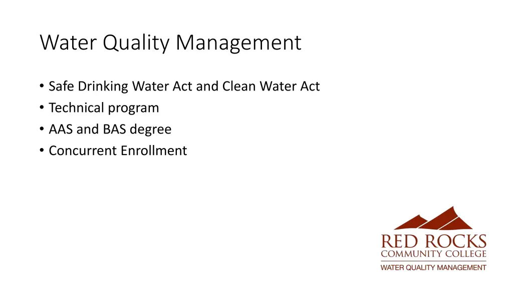 water quality management
