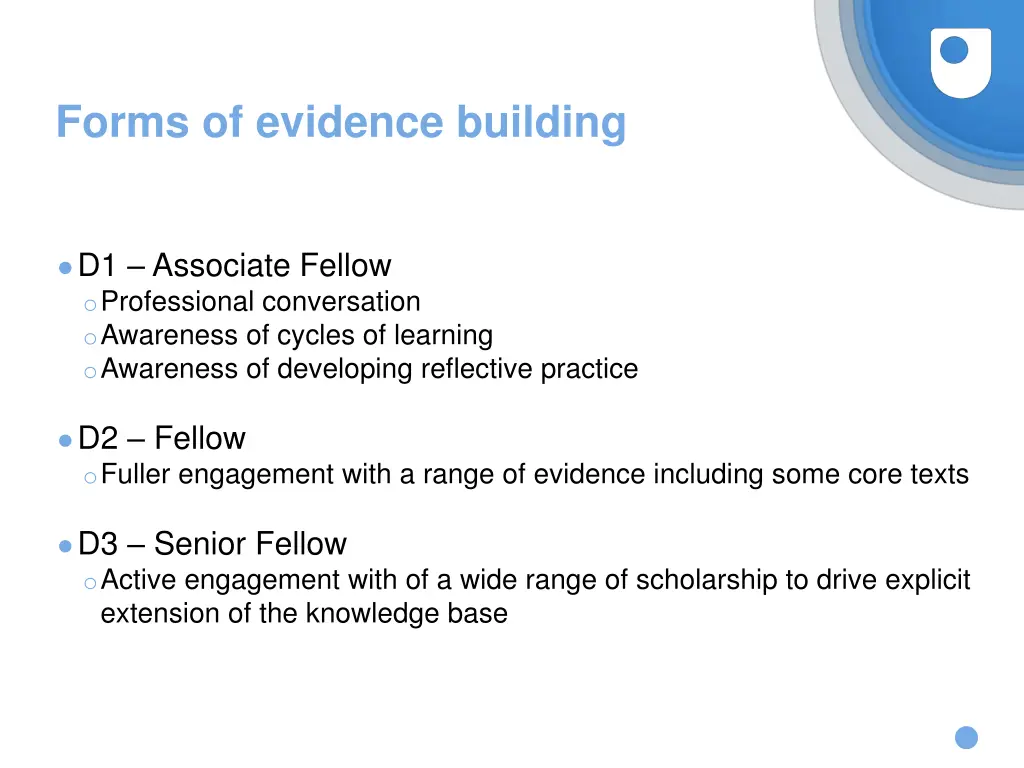 forms of evidence building