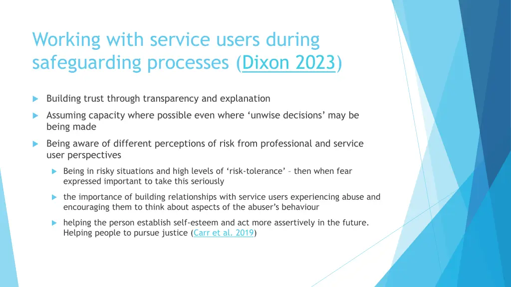 working with service users during safeguarding