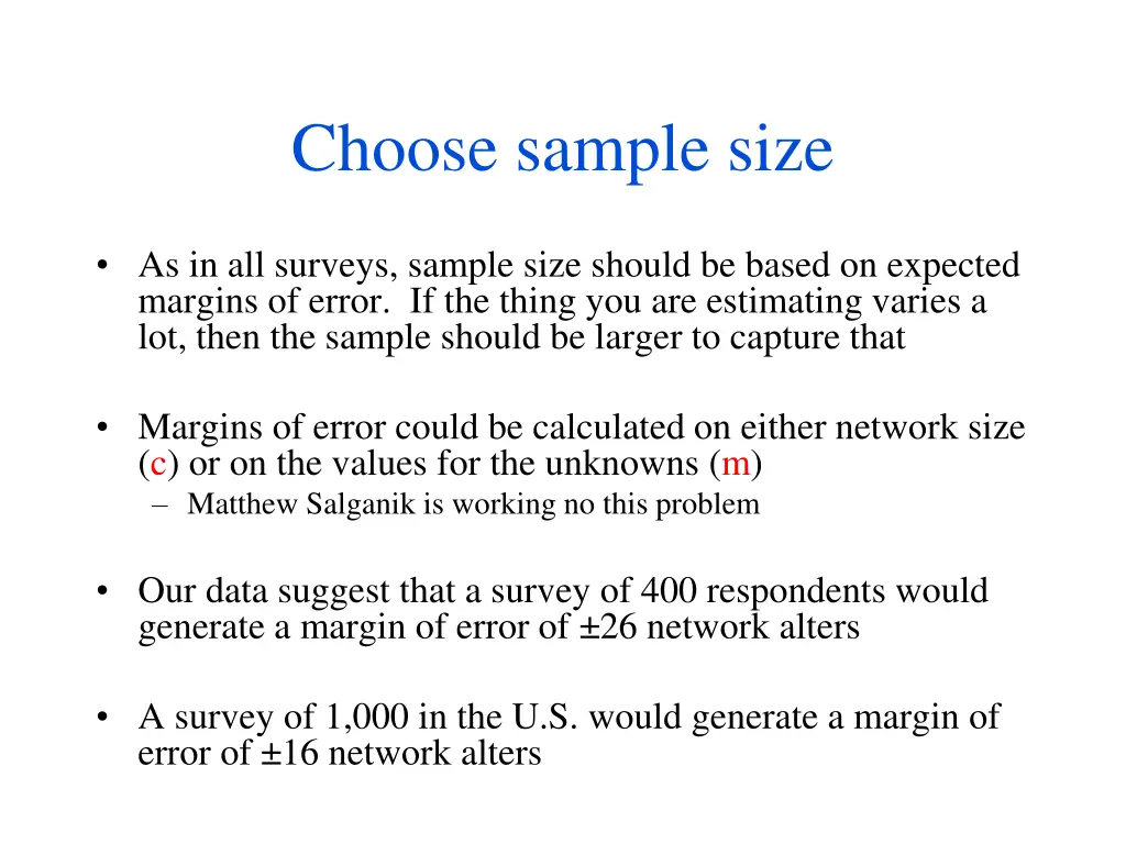 choose sample size
