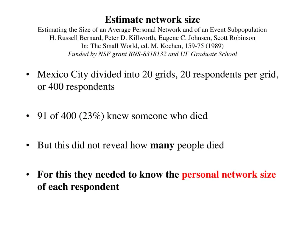 estimate network size