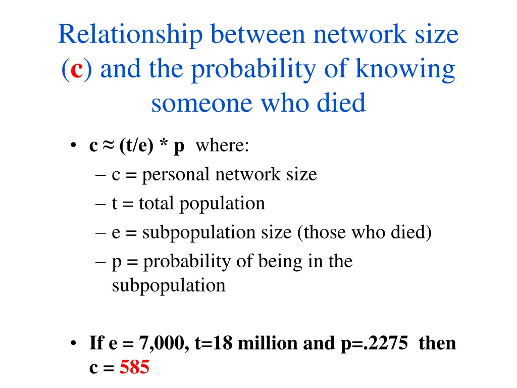 relationship between network size