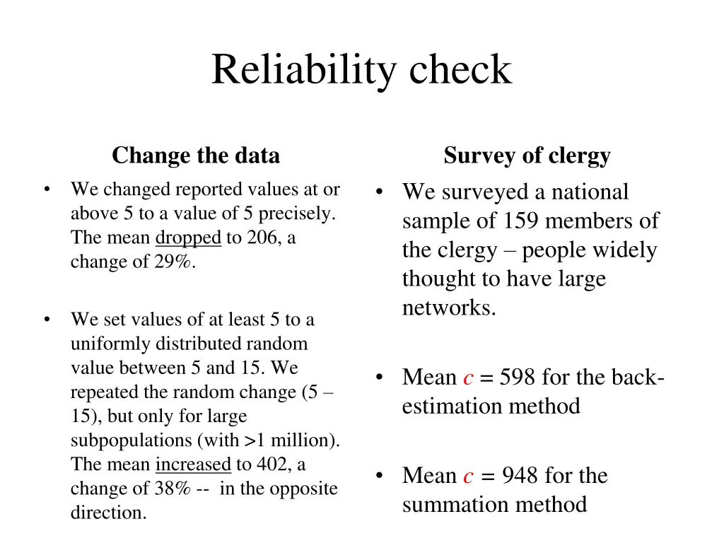 reliability check