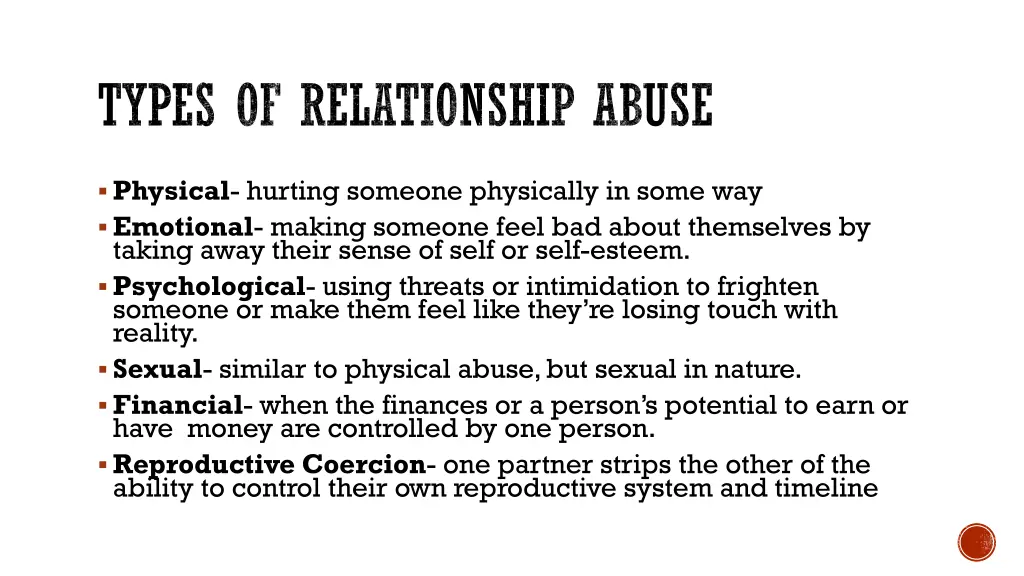 types of relationship abuse