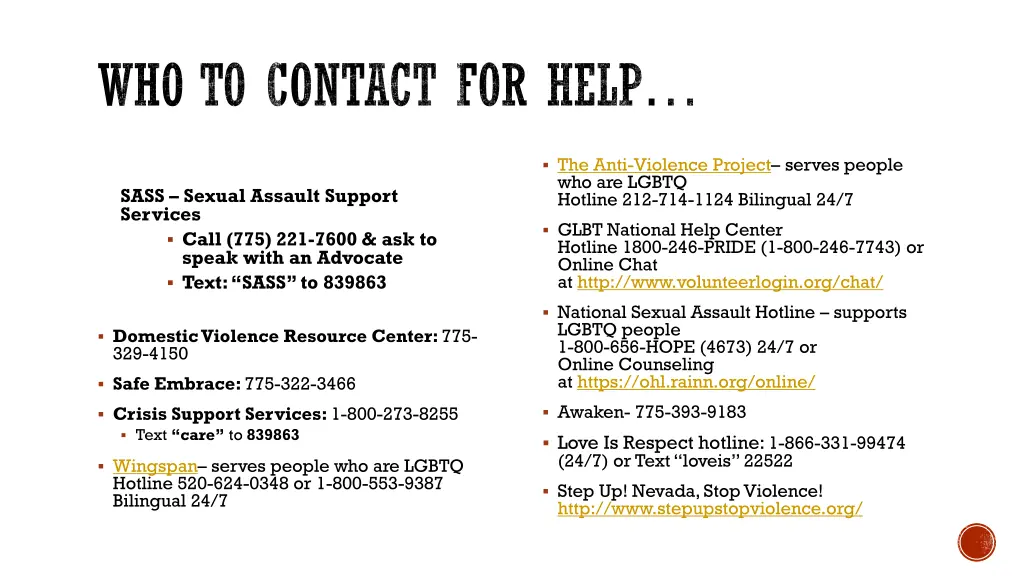 who to contact for help