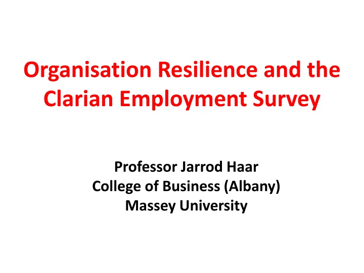 organisation resilience and the clarian