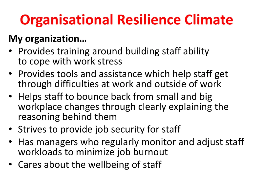 organisational resilience climate