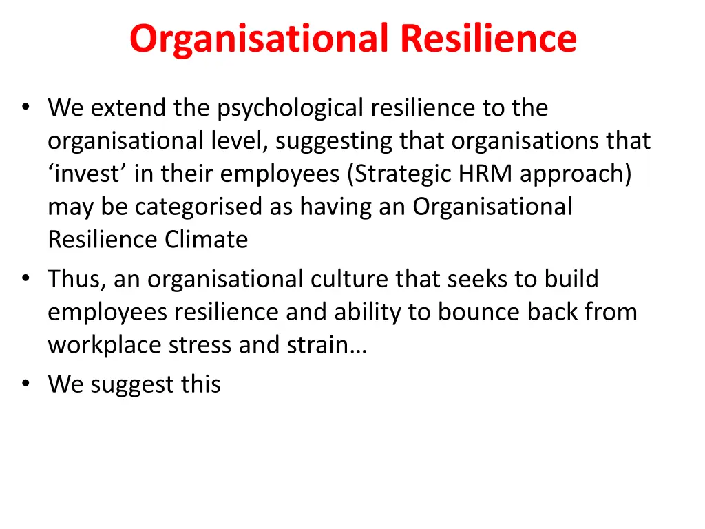 organisational resilience