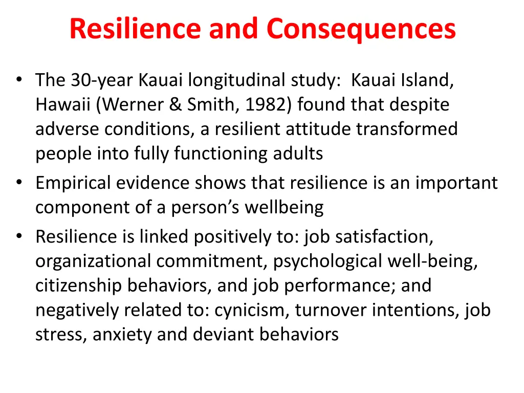 resilience and consequences