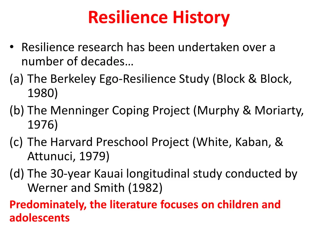 resilience history