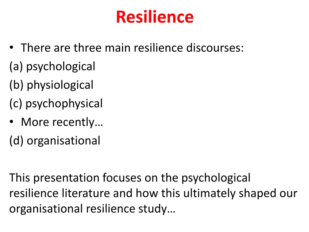 resilience