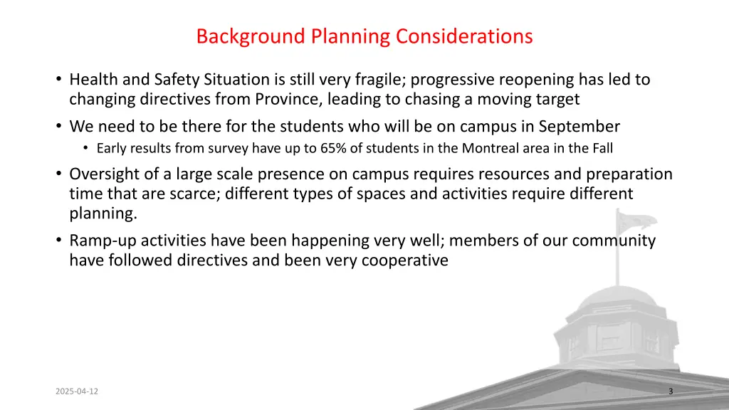 background planning considerations