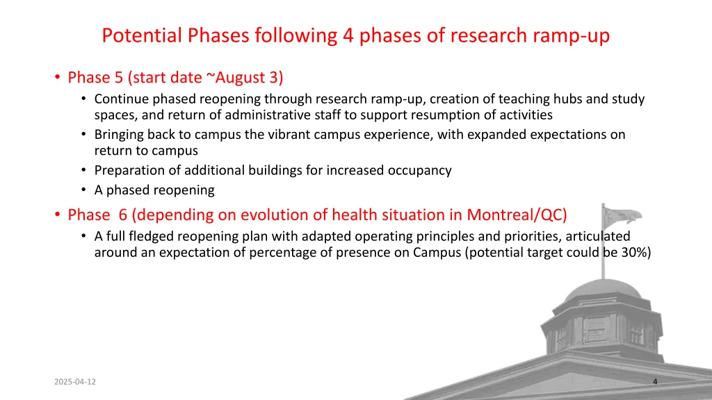 potential phases following 4 phases of research