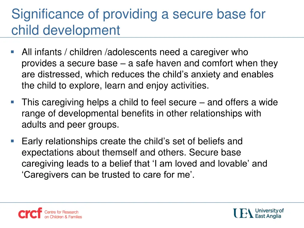 significance of providing a secure base for child