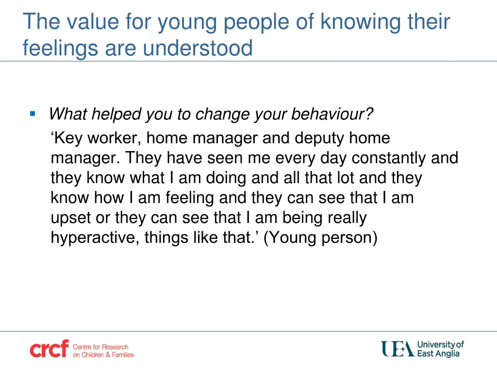 the value for young people of knowing their