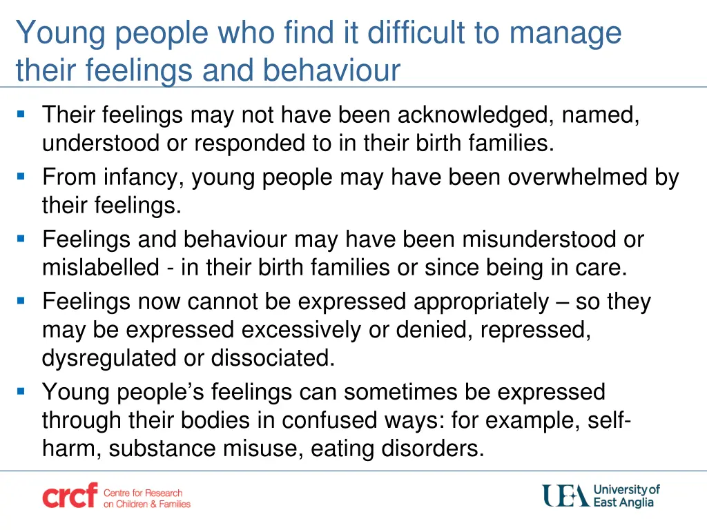 young people who find it difficult to manage