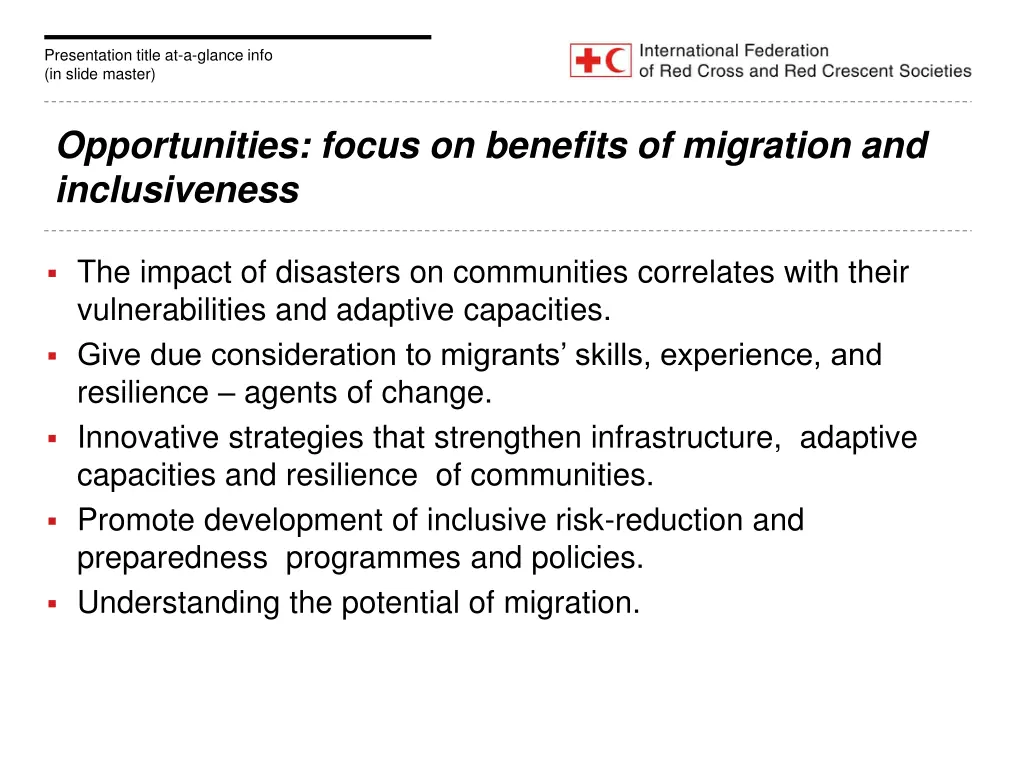 presentation title at a glance info in slide 6