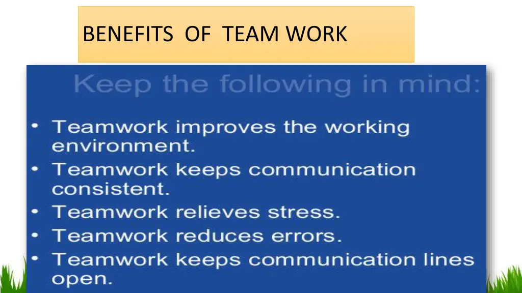 benefits of team work