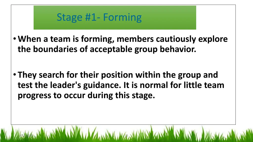 stage 1 forming