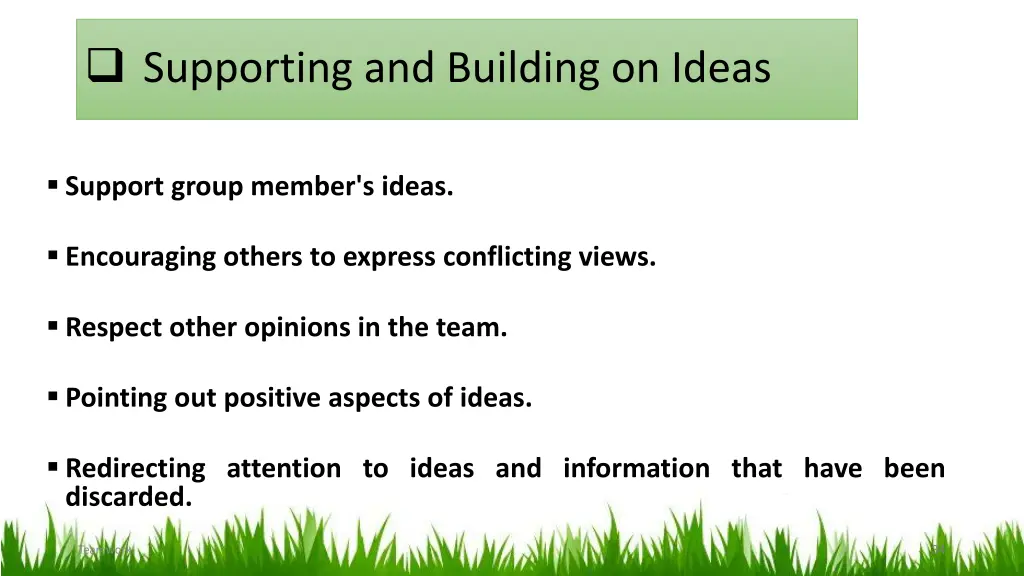 supporting and building on ideas