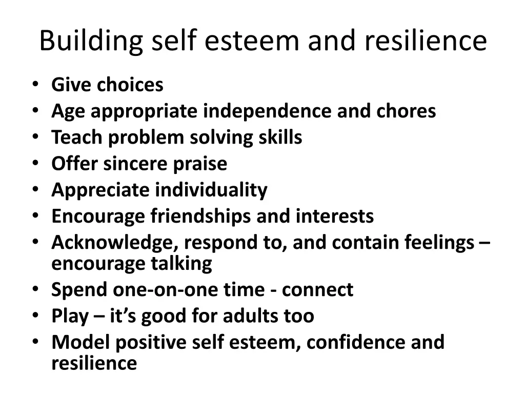 building self esteem and resilience
