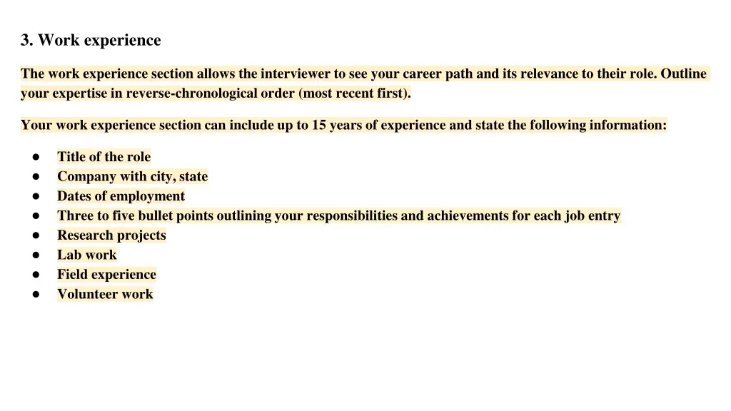 3 work experience